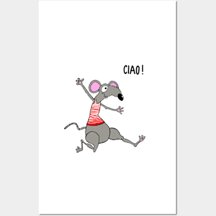 Ciao! Happy rat running to meet his friend. Posters and Art